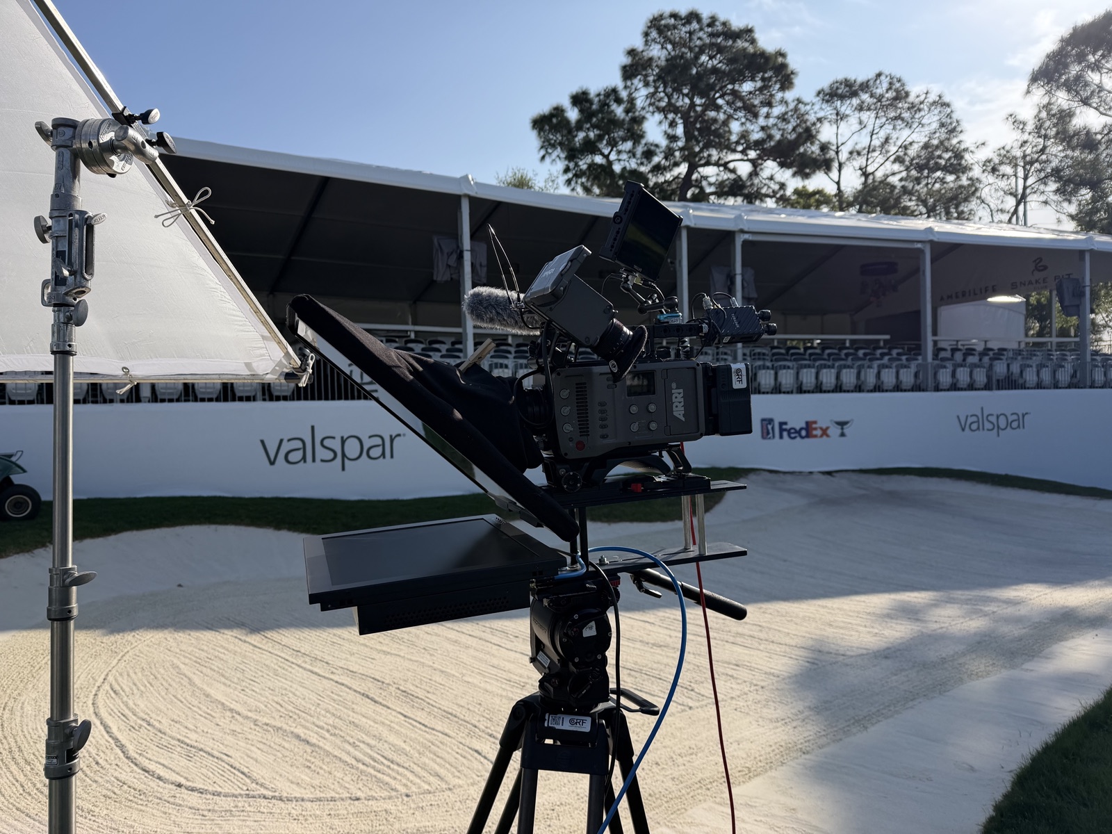 ARRI cinema camera with teleprompter at the Valspar Championship