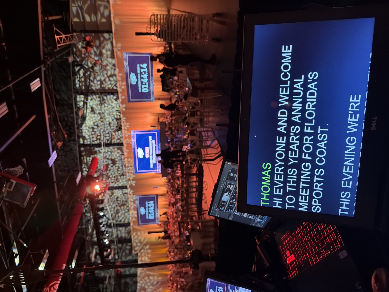Florida's Sports Coast Tourism Banquet, operator script view