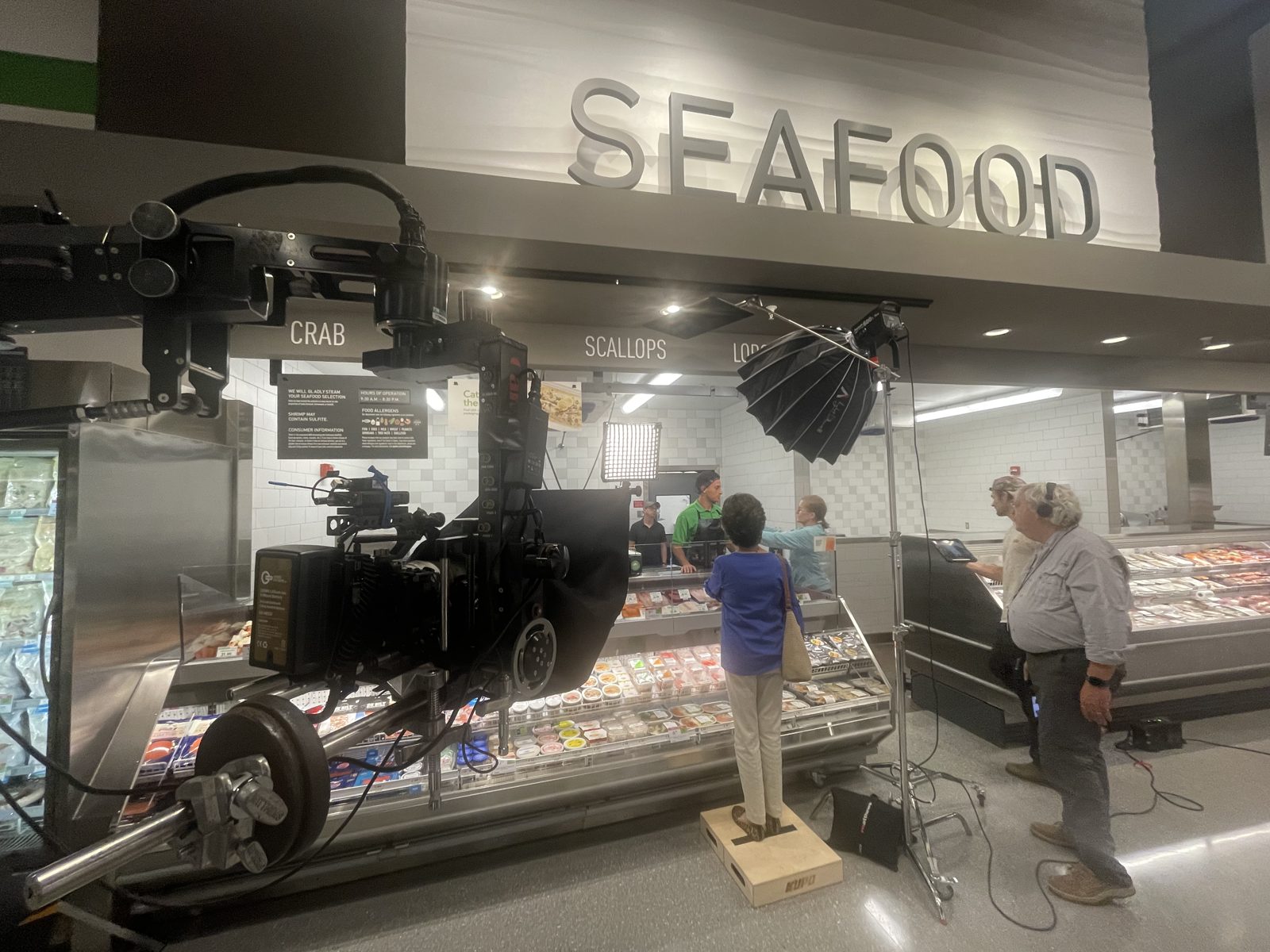 Camera rig with teleprompter on a commercial shoot