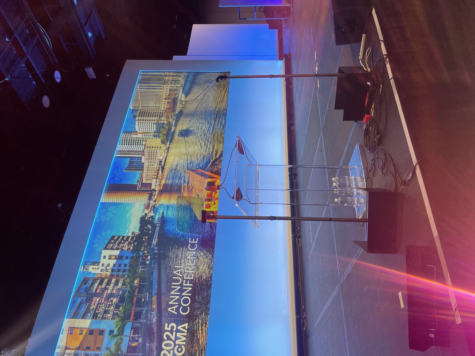 Annual conference keynote stage in Tampa with presidential teleprompter